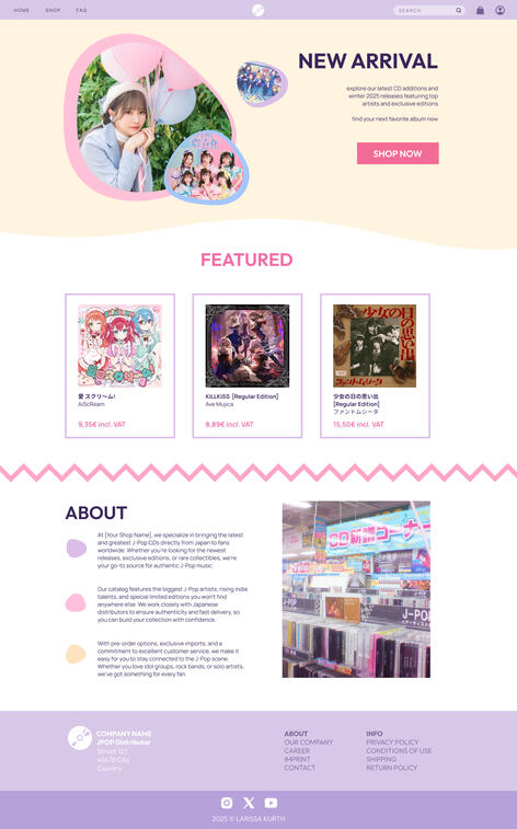 Webshop "SHINYSTAGE" - Screendesign & responsive datenbankgestützte Website in Figma, HTML/CSS, MySQL + PHP - LIVE PREVIEW