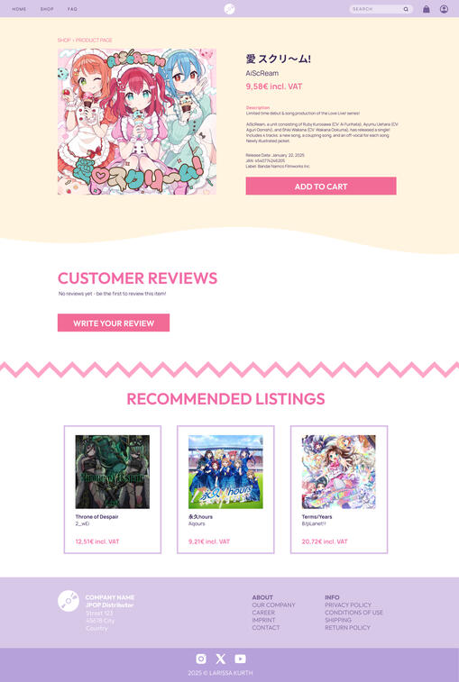 Webshop "SHINYSTAGE" - Screendesign & responsive datenbankgestützte Website in Figma, HTML/CSS, MySQL + PHP - LIVE PREVIEW